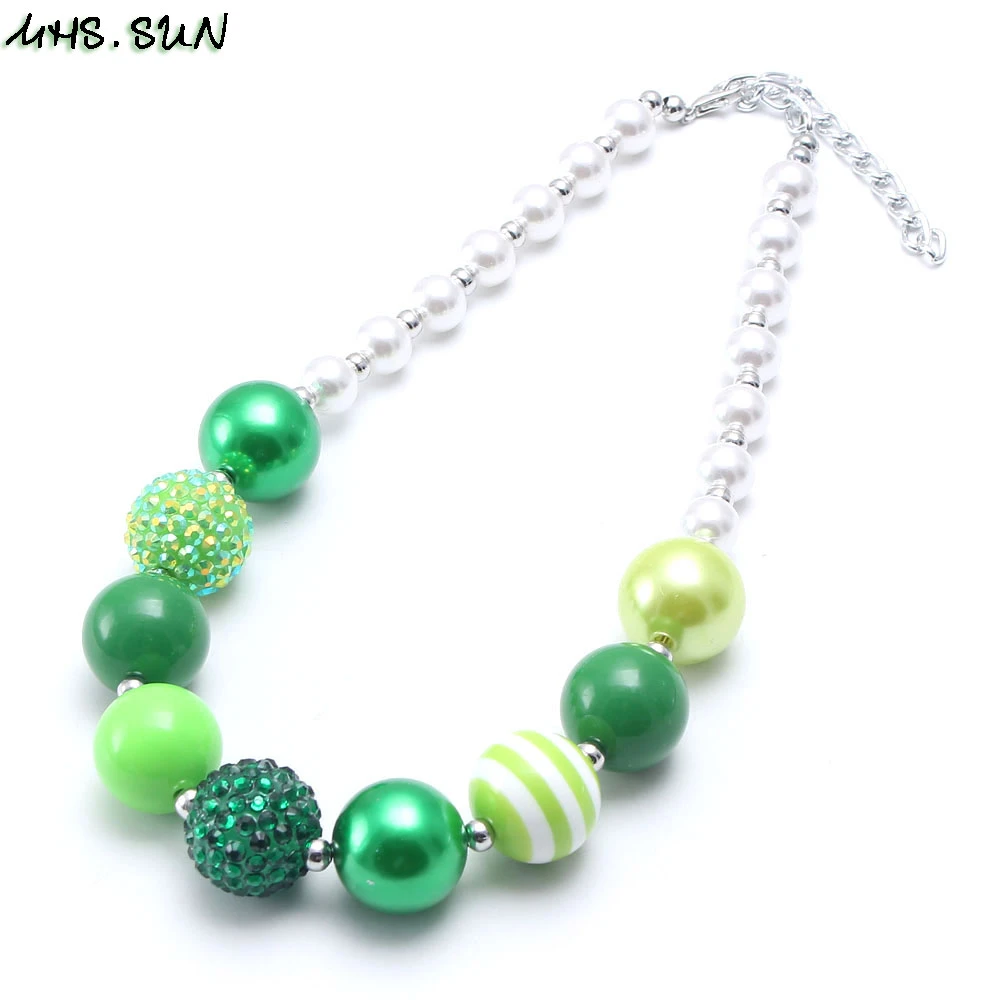 MHS.SUN collar de cuentas gruesas hechas a mano para niñas y niños, collar bolas de chicle para bebés, joyería de bolas de goma para niños, 1 ud.| Collares tipo gargantilla| -