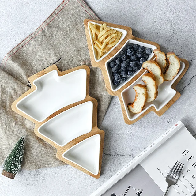 Buy Lovely Christmas Tree Serving Trays Creative Detachable Ceramic Snacks Dish
