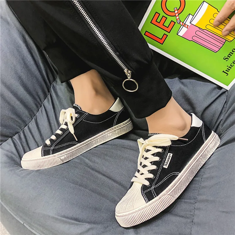 Shell Head Canvas Shoe Male Low Help Han Small Edition Shoes Men Schoolboy Skate Shoes 2019 Season Trend Shoes Zapatos De Hombre