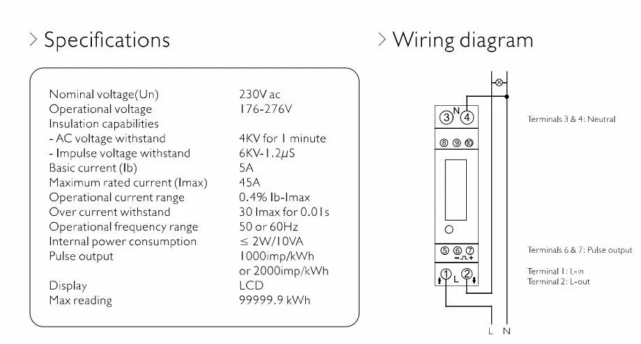 10 шт./лот 45A MID мощность метр однофазный два провод Din Rail счетчик энергии, с ЖК-дисплеем и импульсный выход, MID утвержден