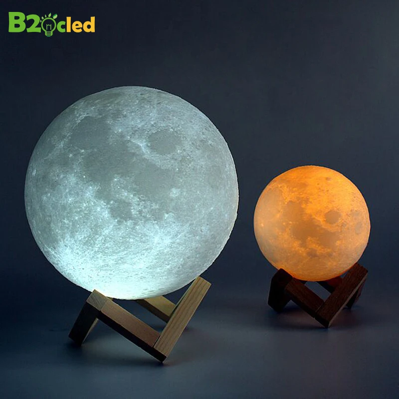 

3D Print Moon Light Lamp 16 Colors USB LED Night Light Colorful Rechargeable Battery Bedroom Bookcase Corridor Decor Creative