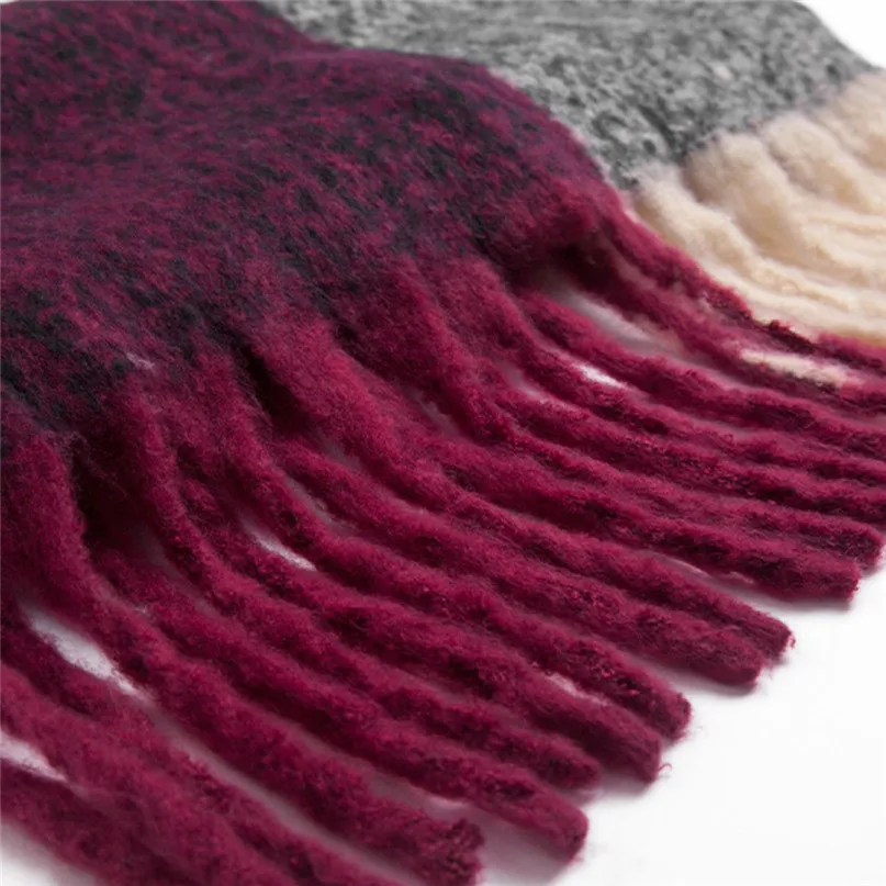 Women's Shawl Wrap Warm Scarf Cozy OblongPlaid BlanketStripe Light Infinity Women Winter Accessories 30LY18 (7)