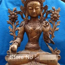 1" Тибет Тибетский Буддизм Бронзовый Свинка 7-eye Белая Тара Богиня Статуя Будды