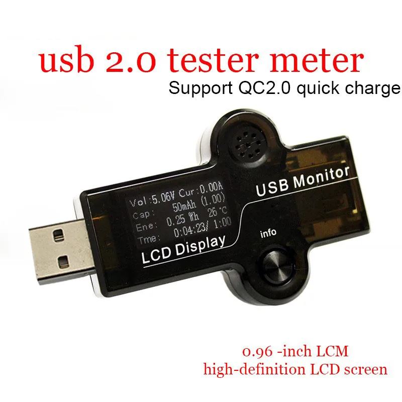 

ATORCH USB tester 2.0 quick charge White 0.96" LCD detector voltmeter ammeter power capacity volt meter voltage current 3-30V
