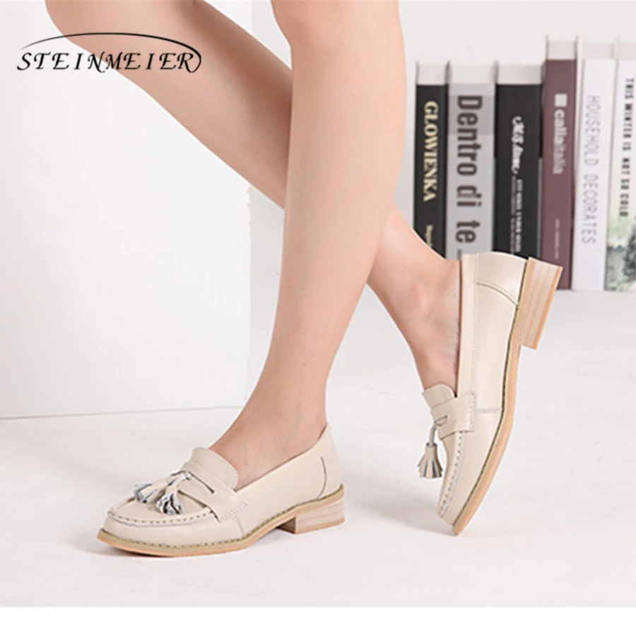 

Genuine cow leather brogues ladies flats shoes handmade vintage casual oxford shoes for women 2018 spring brown black with fur