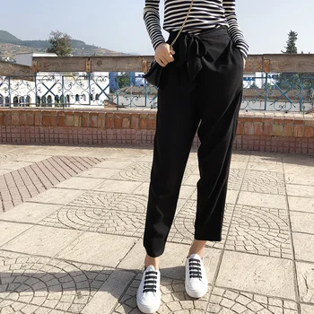 

Mishow female solid pants 2018 new collection autumn outfit loose straight high waist casual harem pants MX18C2532