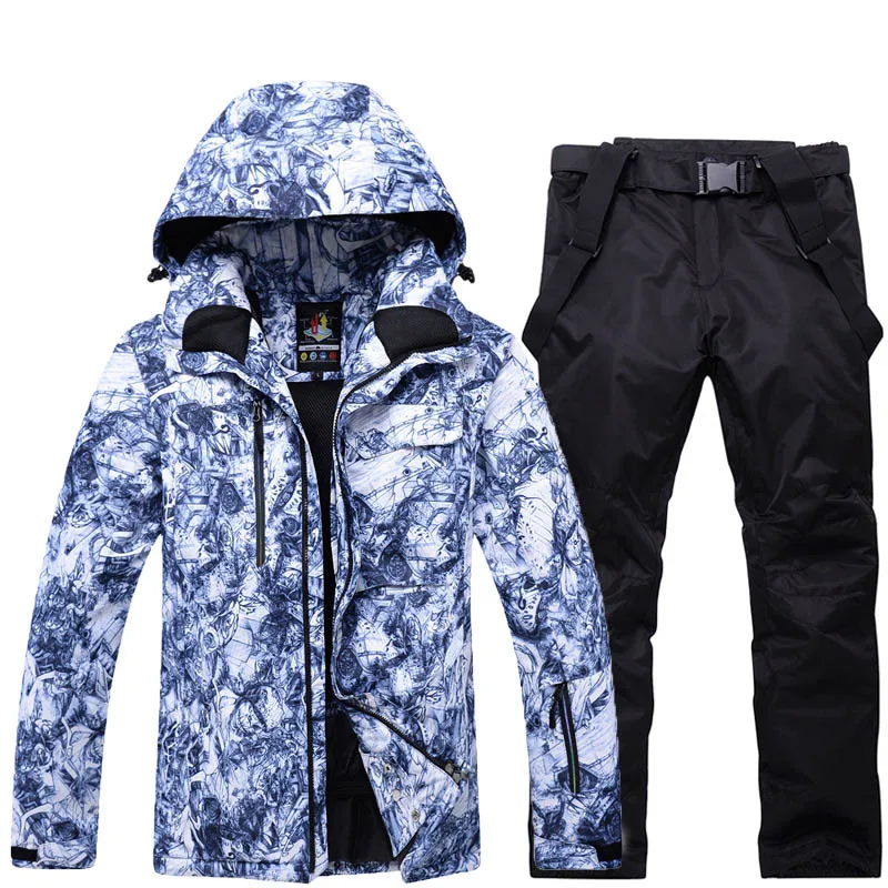Мужской лыжный костюм Новые дышащие ветрозащитные водонепроницаемые теплые зимние куртки и штаны мужские зимние лыжные комплекты для сноуборда для мужчин - Цвет: Jacket-Pant 7