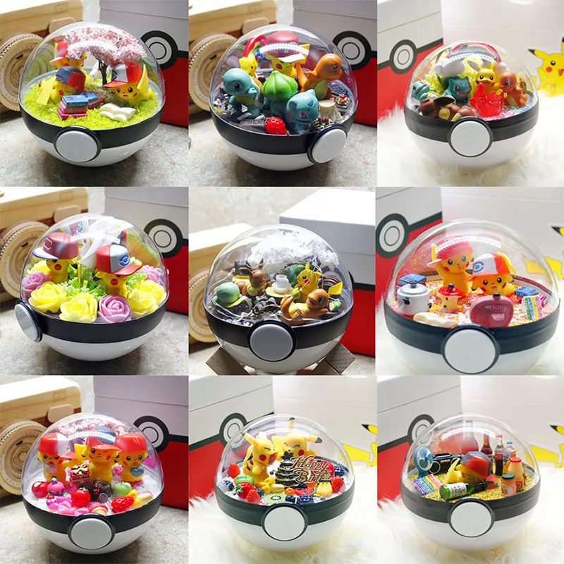 

PokeBall Monster Pet pokebolas Pikachu Eevee Bulbasaur Charizard Squirtle DIY LED Action Figure Birthday Christmas Toys For Gift