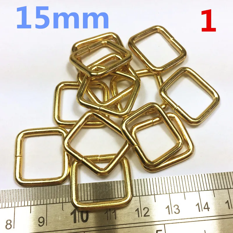 1  15mm Rectangle Metal Dee Ring D Webbing Belt Ribbon Buckle Strap Adjuster (gold) (2)