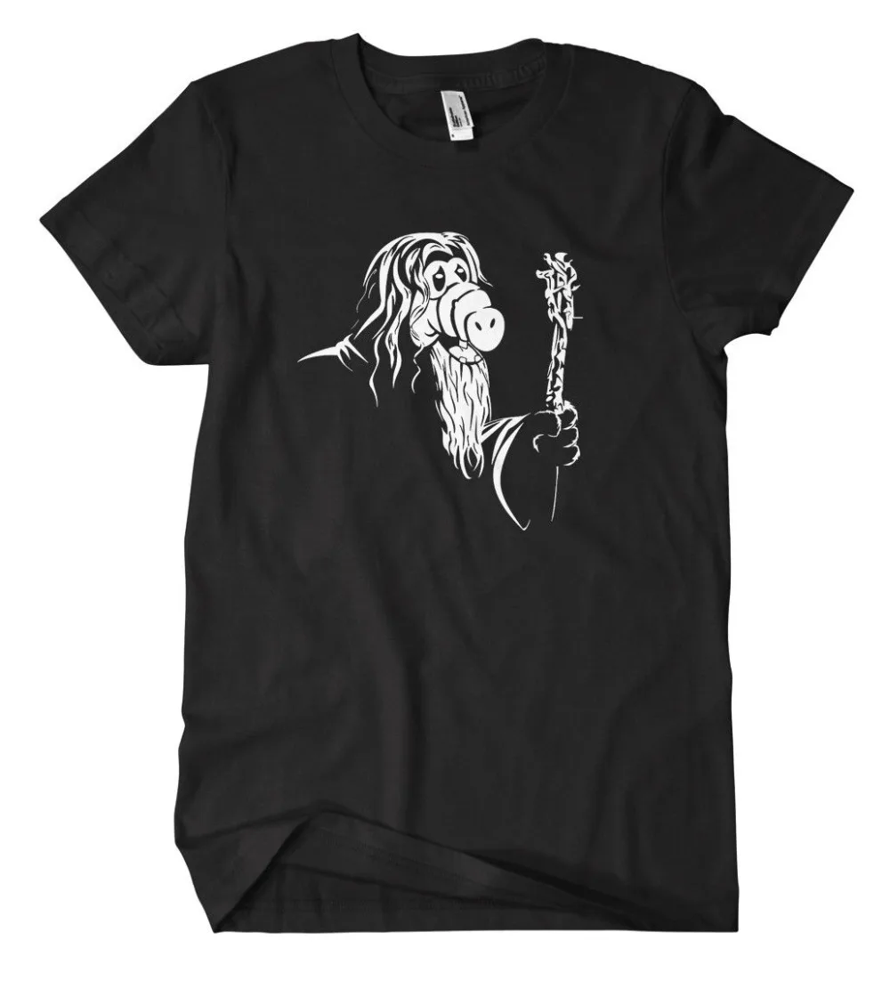 

Men T Shirt 2019 Summer 100% Cotton Gand Alf T- Shirt Fun Serie Kult Gordon Shumway Melmac Tanner Film UFO Alien Classic Tops T
