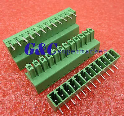 

1 pcs 3.81mm Angle 12 pin Screw Terminal Block Connector Green Pluggable Type