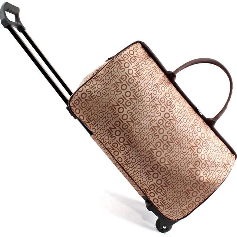 

women travel bags big letter trolley travel Bag luggage Waterproof Oxford Bags On Wheels Unisex Rolling hand luggage duffle bag