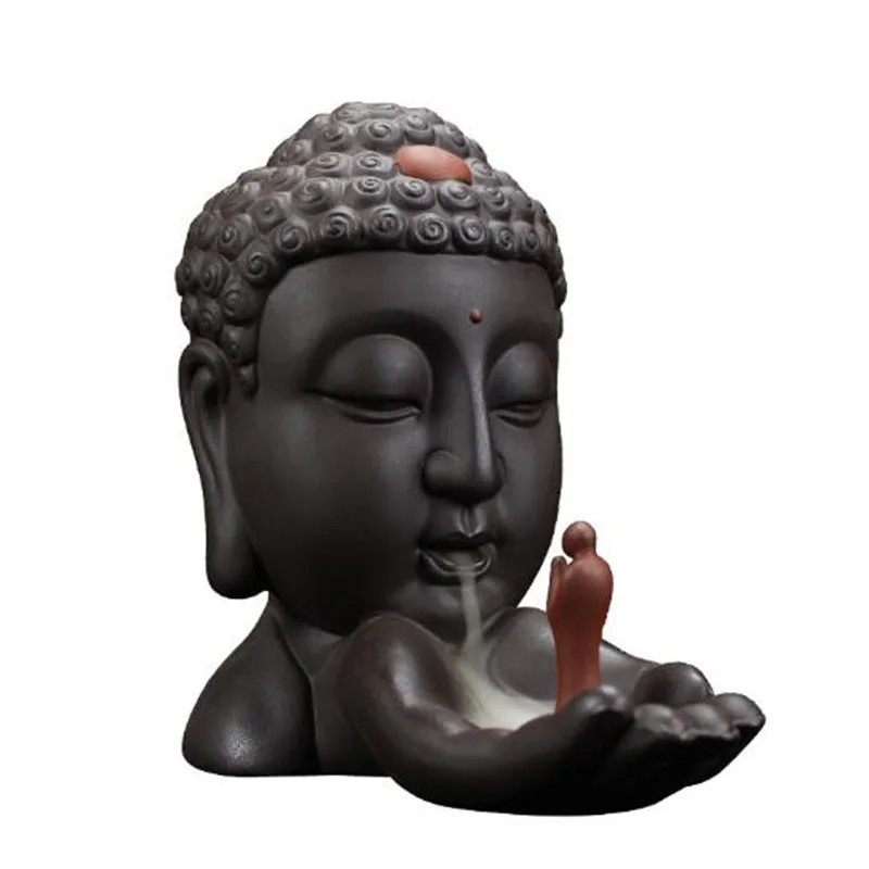 Фиолетовый песок почитают Будды обратного Ладан горелки Ароматерапия башня Ладан держатель Будды питания Творческий дом Декор