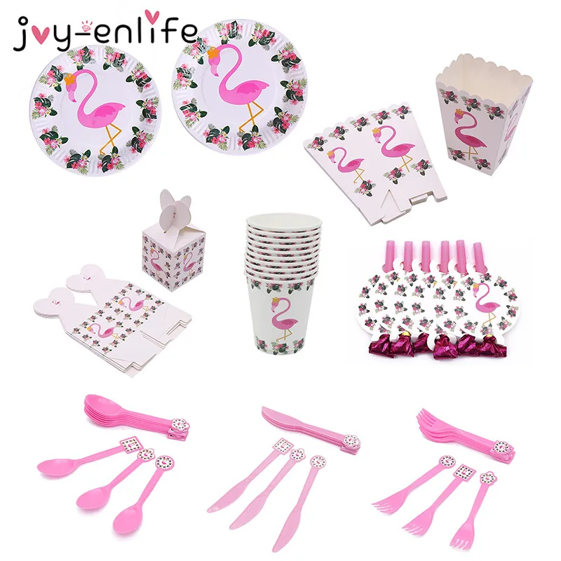 

JOY-ENLIFE Flamingo Party Disposable Tableware Paper Cups Plates Wedding Birthday Decoration Baby Shower Festival Event Supplies