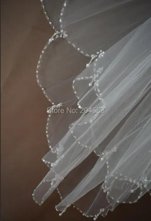 Два-Слои белого или цвета слоновой кости из бисера свадебная фата тюль вуаль для невесты с расческой