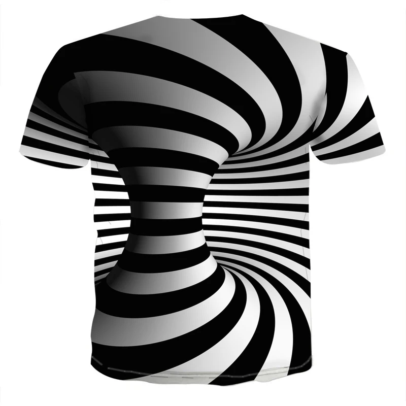 3D Черно-белая гипнотическая футболка с рисунком Новая летняя Мужская модная футболка с короткими рукавами Мужская Повседневная рубашка harajuku
