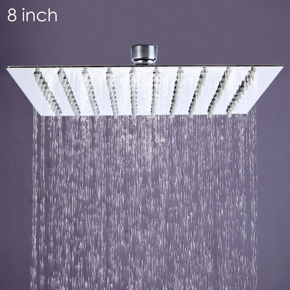 Beste 8 inch Vierkante Regendouche ultradunne Wandmontage Regenval Douchekop Rvs Voor Badkamer TE KOOP