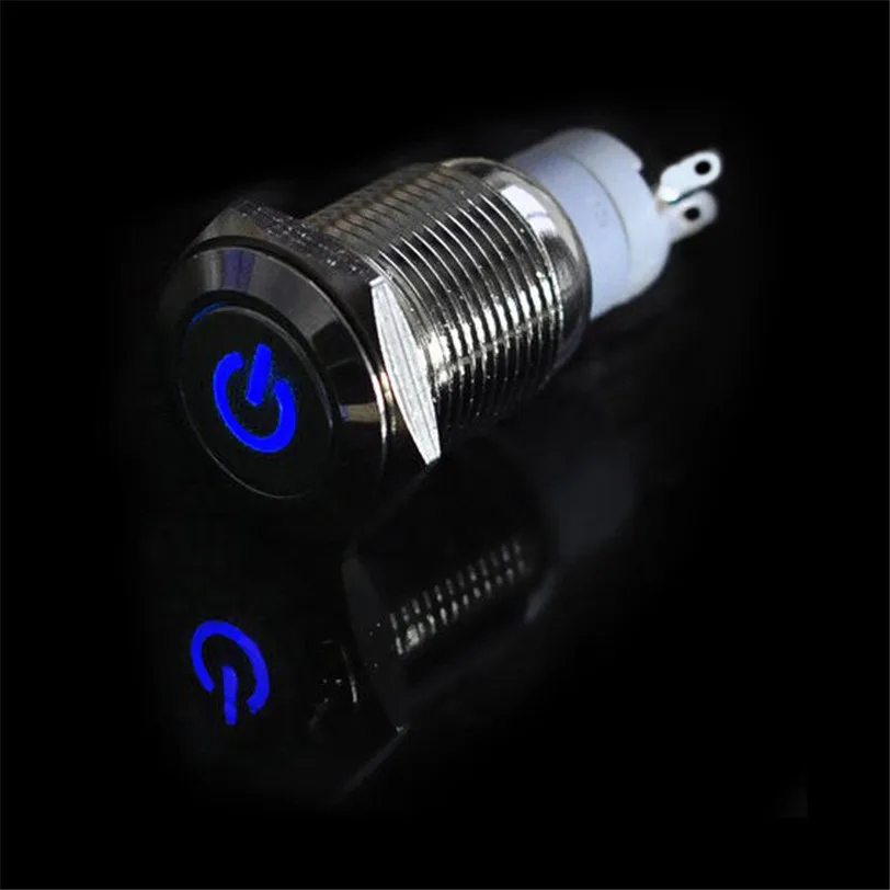 DC12V 3A 16mm Stainless Steel Blue LED Autos Off-Road Button Switch Push ON//OFF