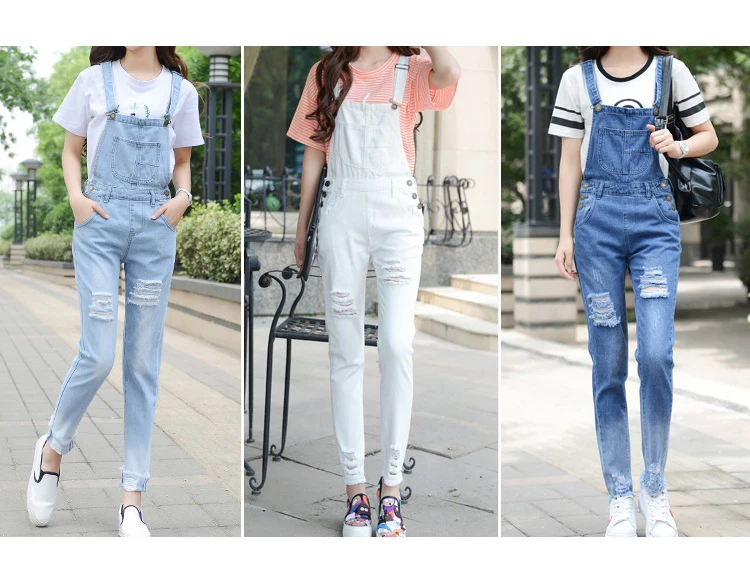 2017 Summer Cave Cowboy Strap Pants Women Nine Pants Loose College Wind students Slim thin pants summer (2)