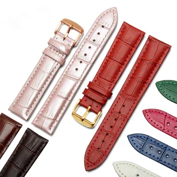 

12mm 14mm 16mm 18mm Women Watch Band Red Pink Bracelet Genuine Calf Leather Ladies Watch strap Girl For dw CK watchband.