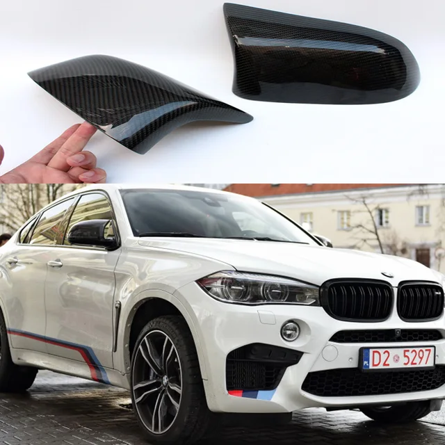 F16 X6 M Style Carbon Fiber Replace Car Mirror Cover Cap Trim for BMW