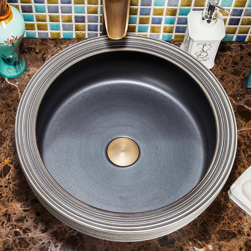 Europe style chinese wash basin vessel sinks Jingdezhen Art Counter Top ceramic basin sink porcelain bathroom sinks wash basin (7)