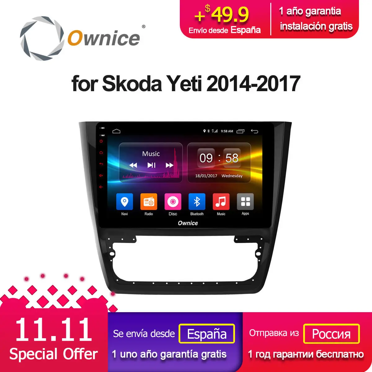 

Ownice K1 K2 Android 8.1 8 Core 2GB/32GB for Skoda Yeti 2014 2015 2016 2017 With GPS Navigation Car DVD Player Radio