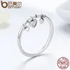 BAMOER 925 de plata esterlina brillante corazón claro anillo de CZ mujer mujeres anillo de compromiso de boda de SCR215 ► Foto 2/5