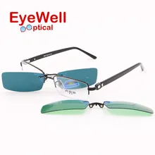 2016 beliebte hohe qualität halbrand metall optischen rahmen myopie brillen mit klipp auf sonnenbrille polarisierte und nachtsicht 6007