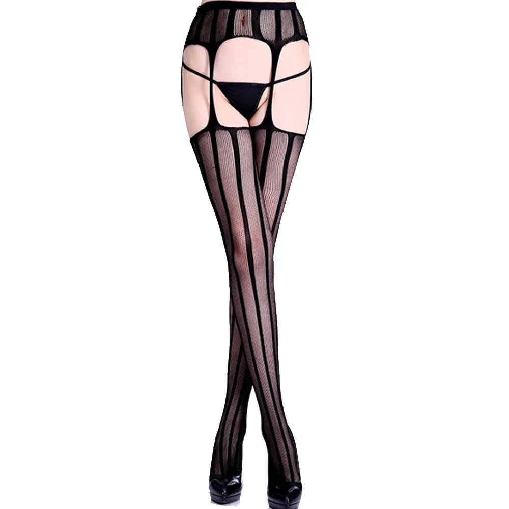 Модное сексуальное женское белье, прозрачные обтягивающие тонкая сеть, ажурный кружевной топ с подвязками, прозрачные ажурные чулки, колготки черного цвета