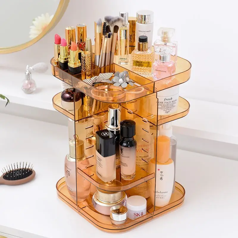 

360 Degrees MakeUp Organizer Rotating Cosmetic Storage Rack Lipstick Jewelry Case Holder Display Stand Cosmetic Box Storage Box