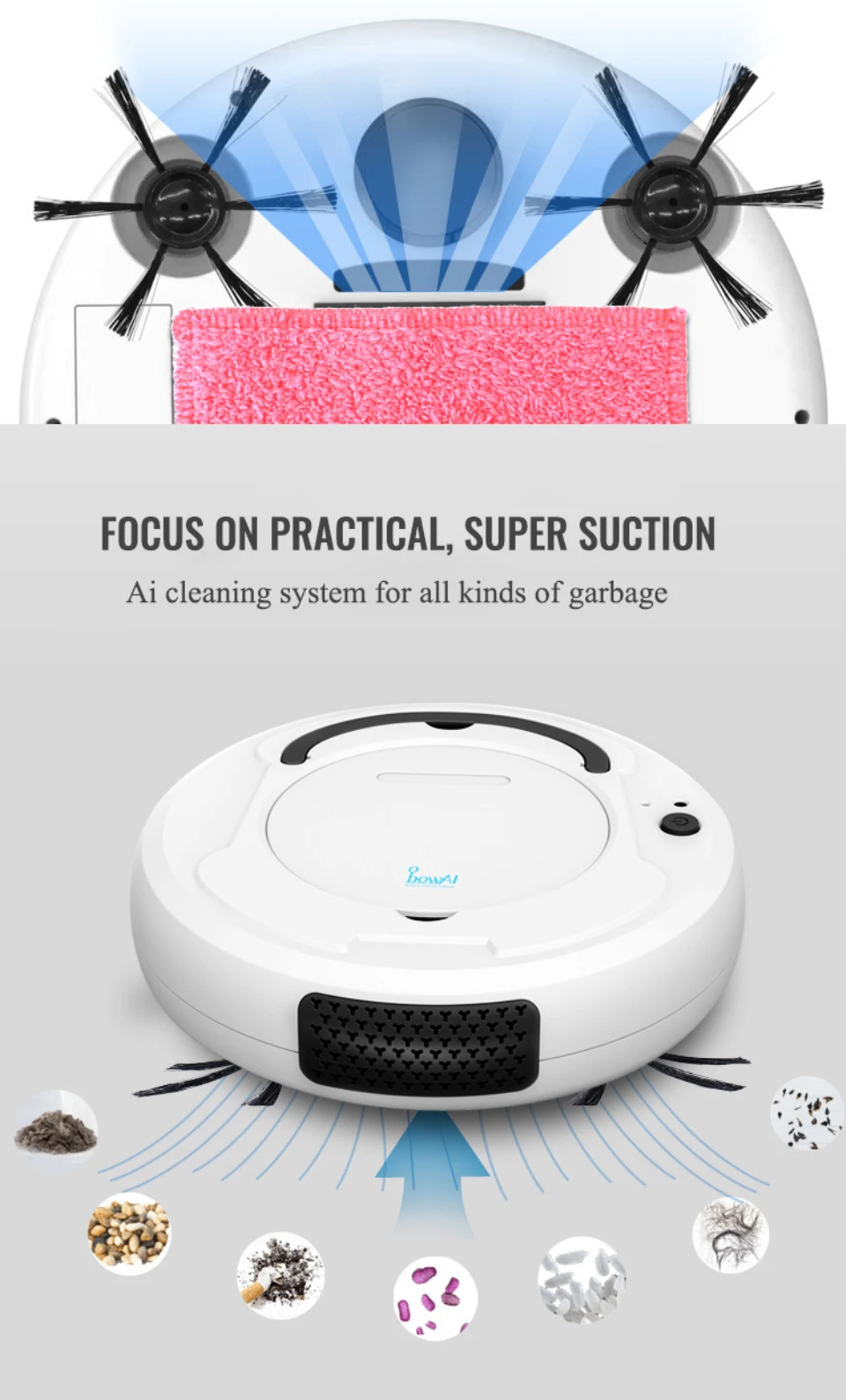 USB Multifunctional Sweeping Vacuum Cleaner Smart Robot Floor Cleaner 3-In-1 Auto Rechargeable Smart Sweeping Floor Dust Dry