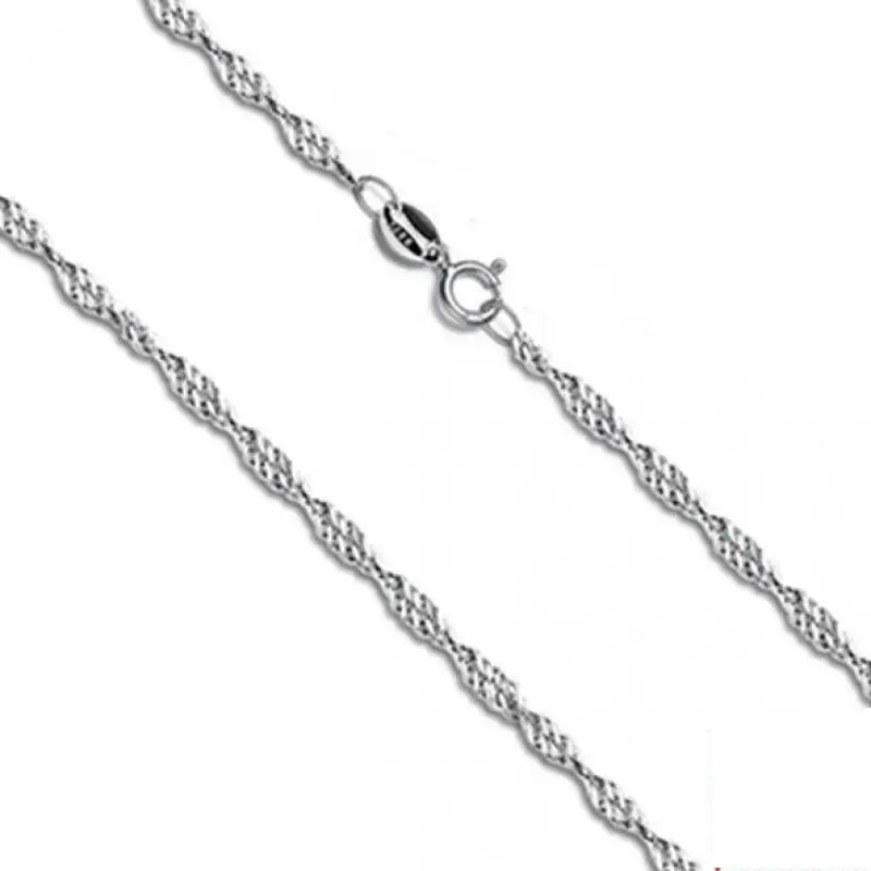 Solid 925 Sterling Silver Chain Necklaces For Woman Torsion Wave Type