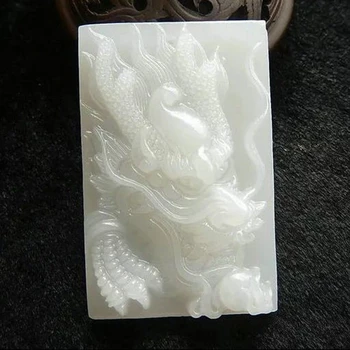 

63*40 Natural Afghan Jade Dragon Pendant Faucet Jade Pendant Zodiac Dragon Jade Lucky Reiki Healing Crystal White chalcedony