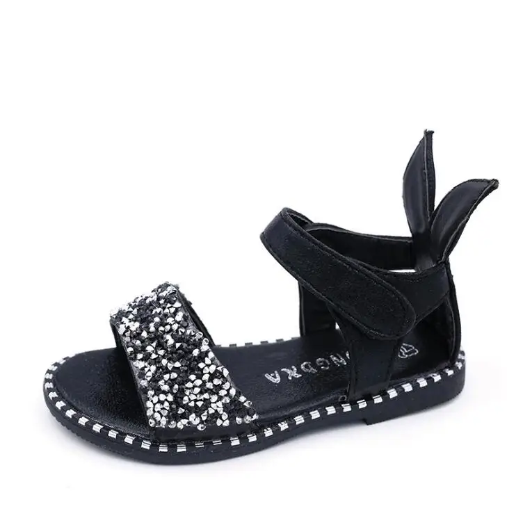 

Gilrs Sandals Shoes Brand Kids Summer Heels Rhinestone Princess Pink Shoes Fashion Leather Flats Children Summer Shoes Sandals