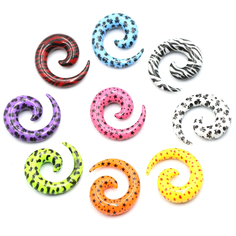 

2pcs Acrylic Spiral Ear Gauges Ear Tapers Stretching Plugs And Tunnel Expanders Body Piercing Jewelry