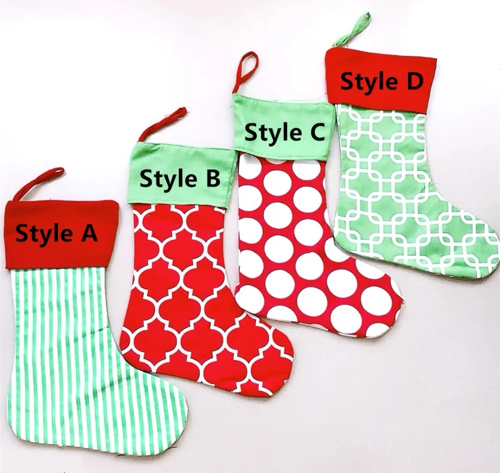 Wholesale Personalised 200pcs/lot Christmas Stocking 4 Styles Fabric ...