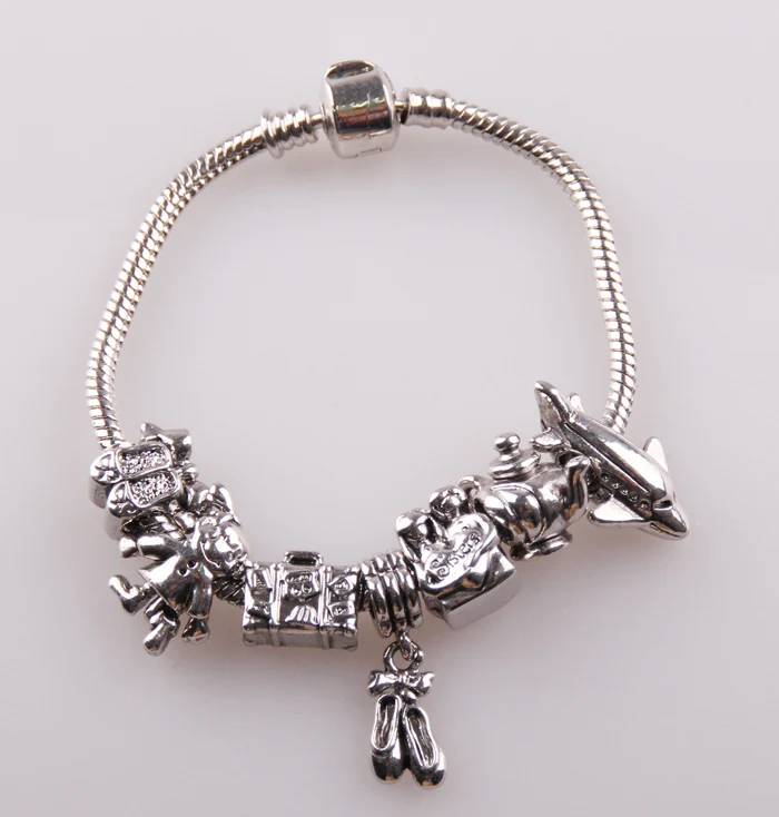 My Shape Louisiana Bracelets For Women Travel Jewelry Stainless Free Shipping Alloy European Beads Metal Shoe Charms Bracelet With Bag Plane Charm Bracelets