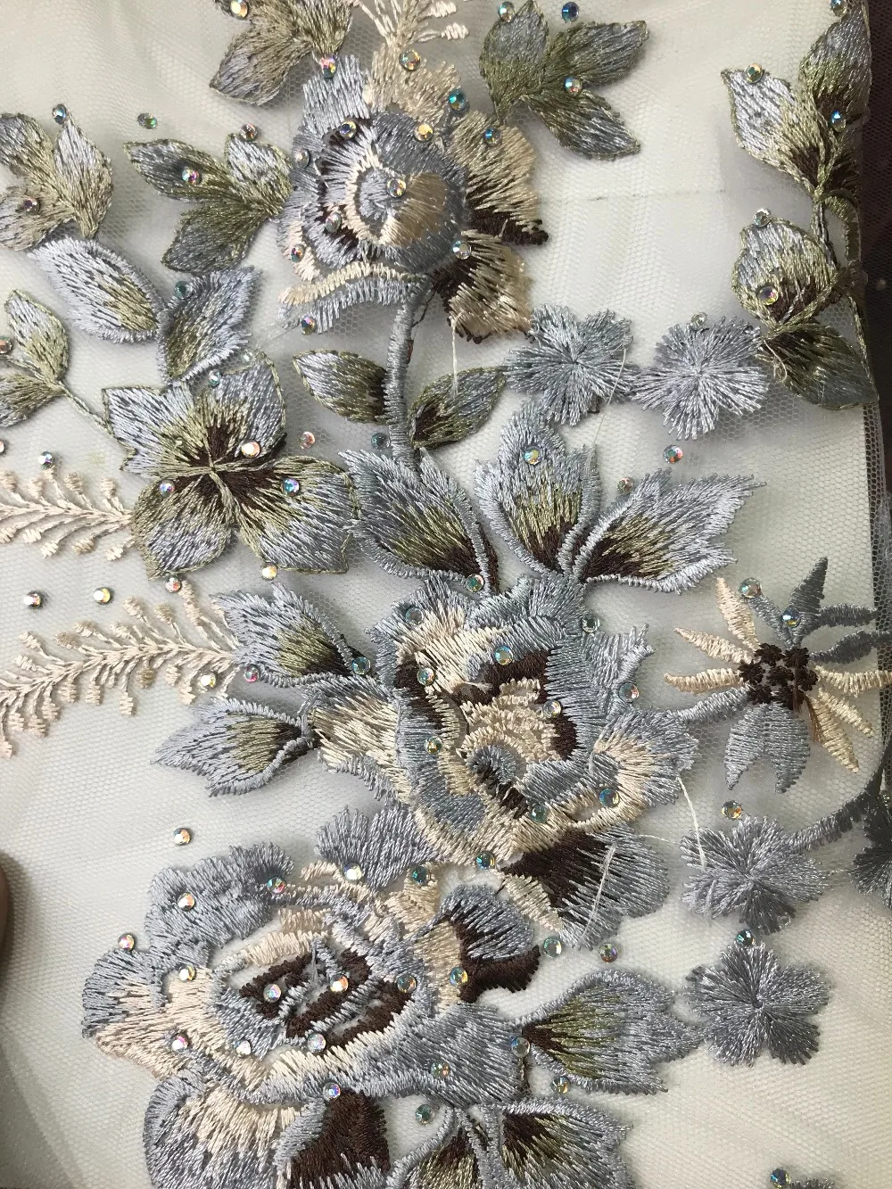 2018 embroidery mesh tulle lace fabric 5yards flower hubos beaded