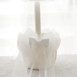 Свадебная корзина для девочек в цветочек для церемонии Свадебные украшения пряжа лента бант атласная корзина для хранения Контейнер