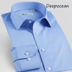 Deepocean брендовая одежда для мужчин рубашка плюс размеры хлопковая одежда с длинным рукавом Повседневные рубашки для работы Hombres Camisas