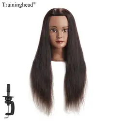 Traininghead 24 "-26" манекен головы 100% натуральные волосы парикмахер Учебные головы-манекены манекена косметологии кукла голова (зажим подставка в