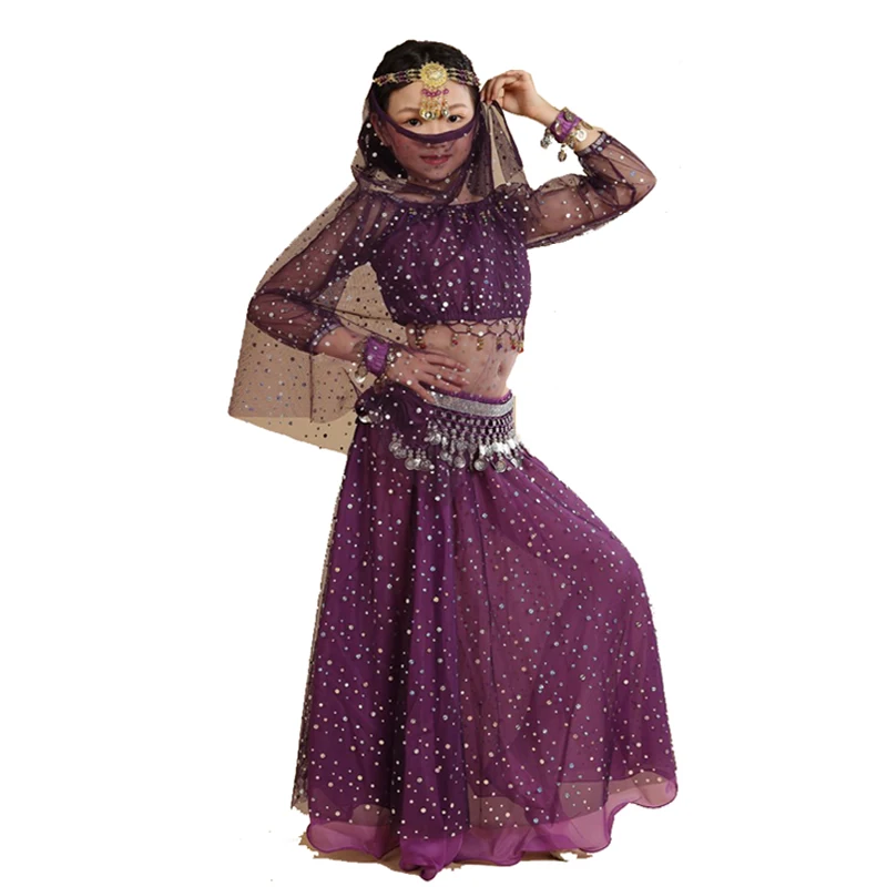 6 шт./компл. Детский костюм для танца живота, костюм для мальчиков и девочек Детская Индийские Танцы комплекты для девочек, платье для сцены для kidsindian для танца живота