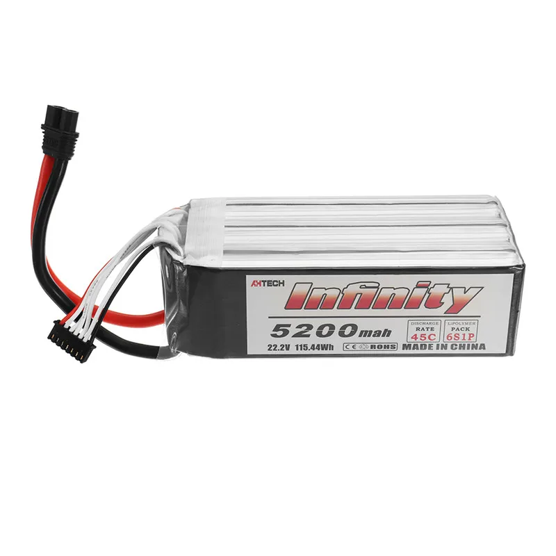 

High Quality AHTECH for Infinity 22.2V 5200mAh 6S1P 45C Rechargeable LiPo Battery SY60 Plug for RC Models DIY Multicopter Parts
