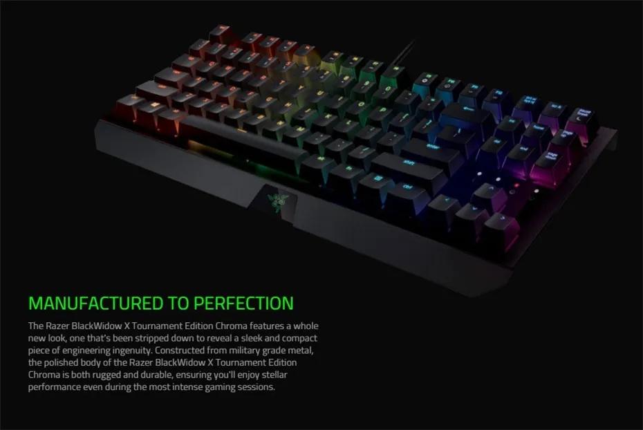 Проводная Механическая игровая клавиатура razer BlackWidow X Tournament Edition Chroma, 87 клавиш, зеленый переключатель, RGB подсветка клавиатуры