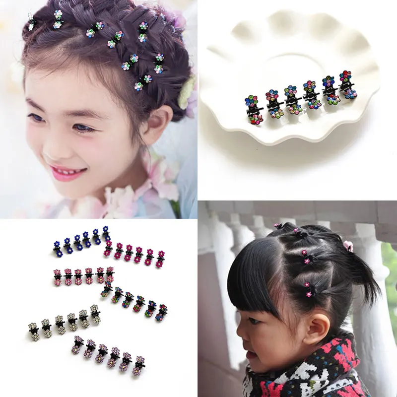 12PCS/Lot Baby Girls Small Cute Crystal Plum Hair Claw Princess Hairpin