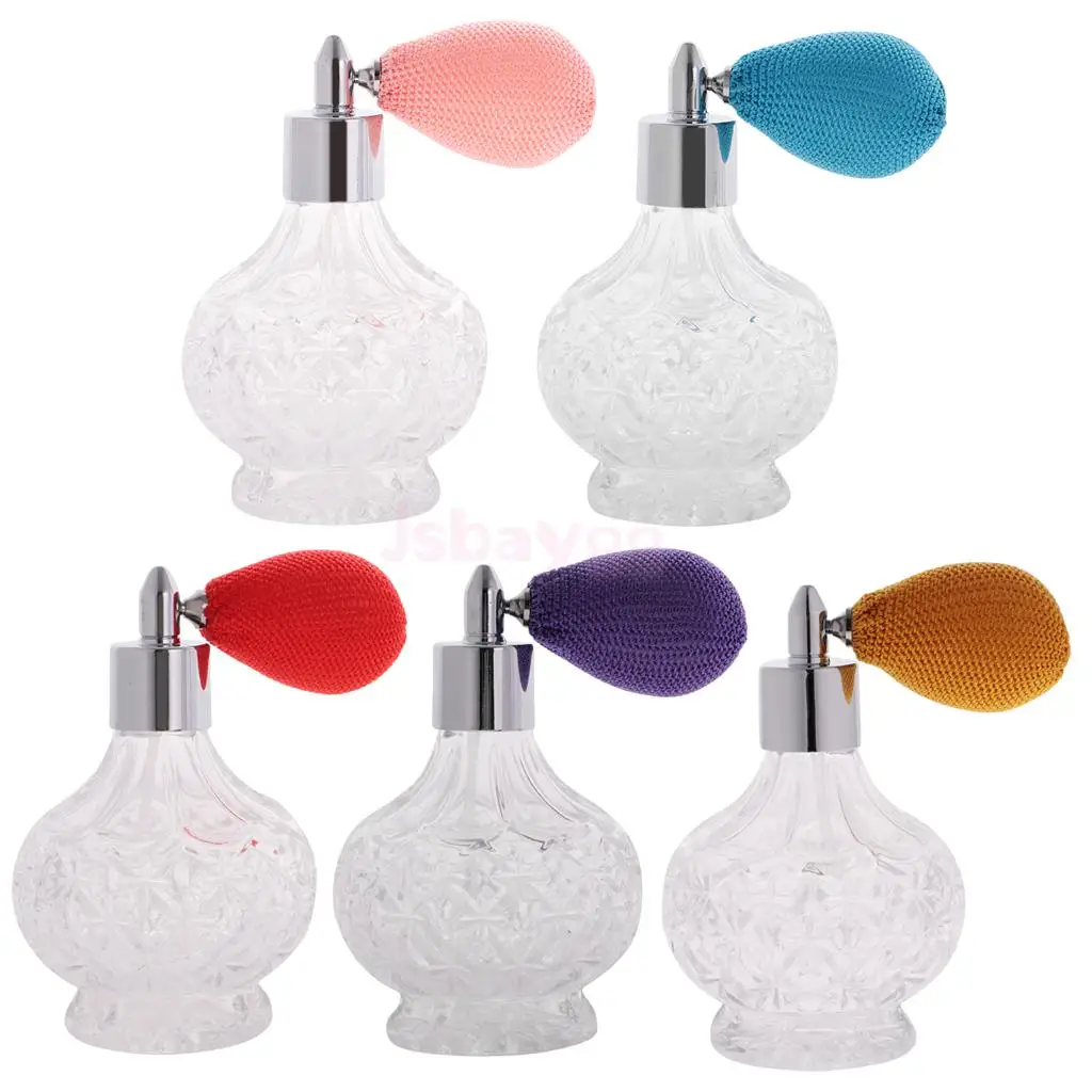 Retro Decorative Crystal Clear Glass Aftershave Bottle Spray Scent Pump Atomizer Refillable