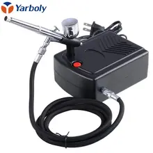 Двойное действие Аэрограф Воздушный компрессор комплект художественная живопись тату Маникюр Ремесло торт Спрей модель воздушная щетка инструмент для ногтей пистолет-распылитель набор