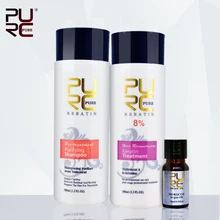PURC Keratin seti 8% formalin Keratin tedavisi 100ml ve arındırıcı şampuan ve 10ml argan yağı saç yumuşatma ve parlaklık