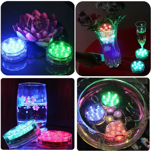 IP68 방수 RGB 잠수정 LED 조명 수중 야간 조명, 꽃병 그릇 물고기 탱크 연못 웨딩 파티용 6